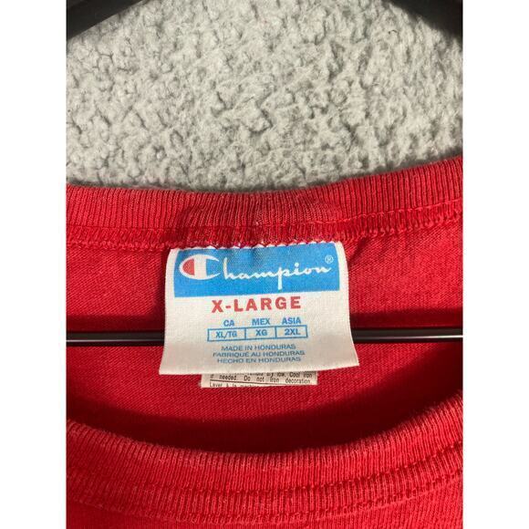 Champion Heritage Graphic Spellout Tee Red Crew Neck Short‎ Sleeve Men's XL - Picture 2 of 8